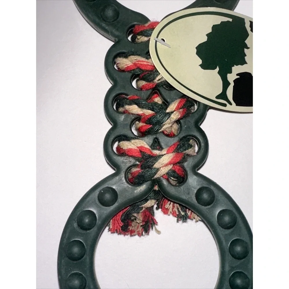 Mossy Oak Forever Pals Dog Rope Tug Toy Double‎ Ring Rubber Green Multi NWT